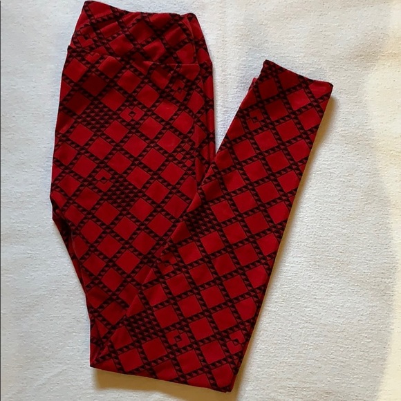 LuLaRoe Leggings One Size Red & Black - Picture 1 of 8